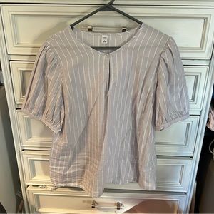 NWOT Blue and White Striped 100% Cotton Short Sleeve Blouse from Old Navy